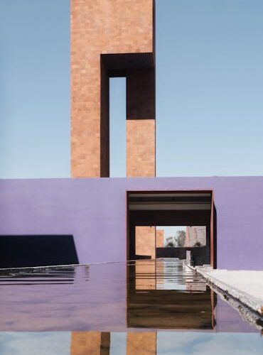 Elegant modern architecture reflected in calm water at a renowned museum.